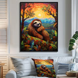 Relaxing Sloth in colorful landscape - Sloth Bedroom Wall Art
