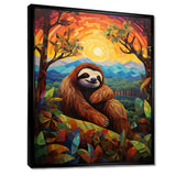 Relaxing Sloth in colorful landscape - Sloth Bedroom Wall Art