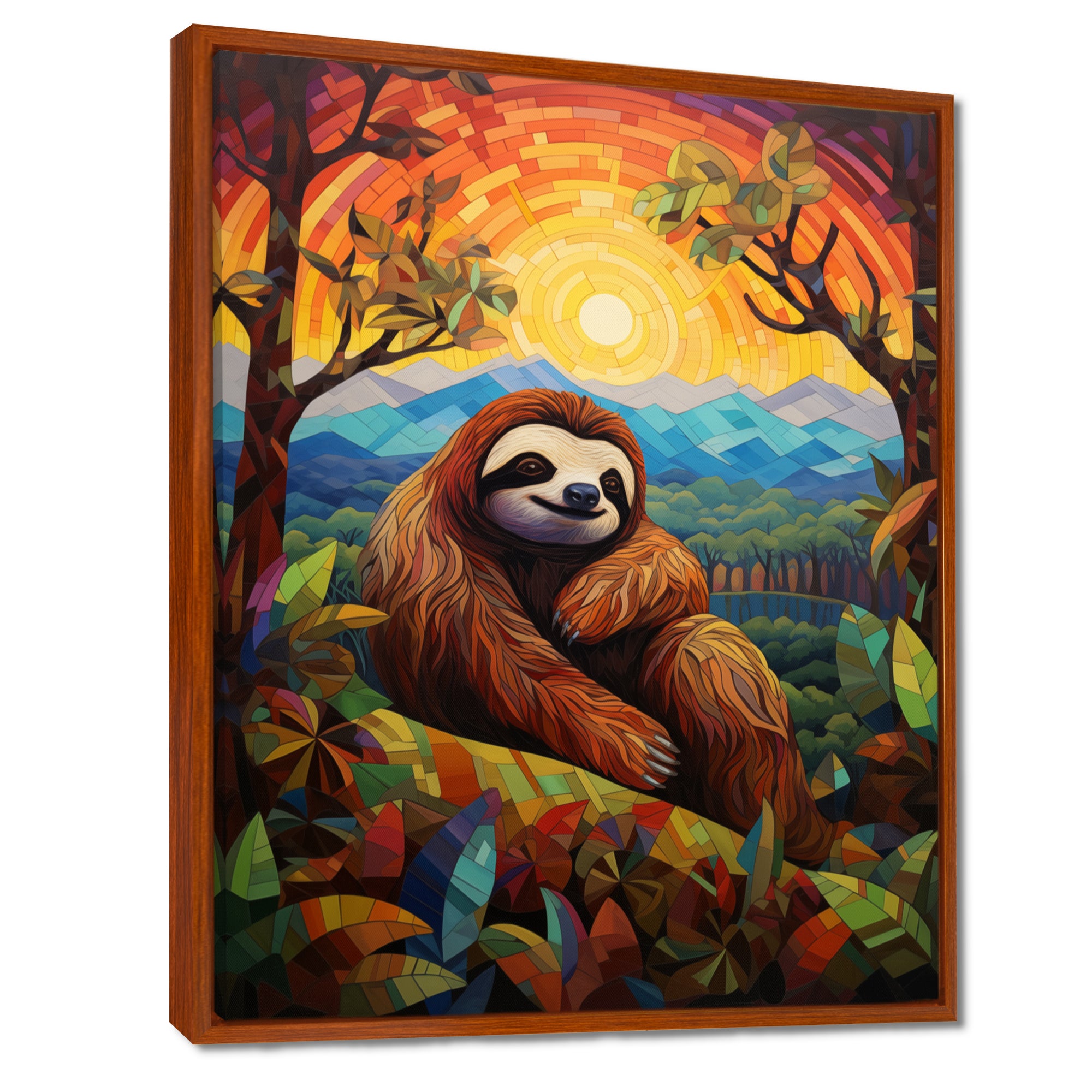 Relaxing Sloth in colorful landscape - Sloth Bedroom Wall Art