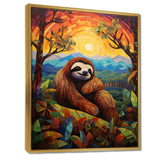 Relaxing Sloth in colorful landscape - Sloth Bedroom Wall Art