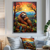 Relaxing Sloth in colorful landscape - Sloth Bedroom Wall Art