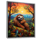 Relaxing Sloth in colorful landscape - Sloth Bedroom Wall Art