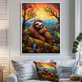 Relaxing Sloth in colorful landscape - Sloth Bedroom Wall Art