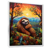 Relaxing Sloth in colorful landscape - Sloth Bedroom Wall Art