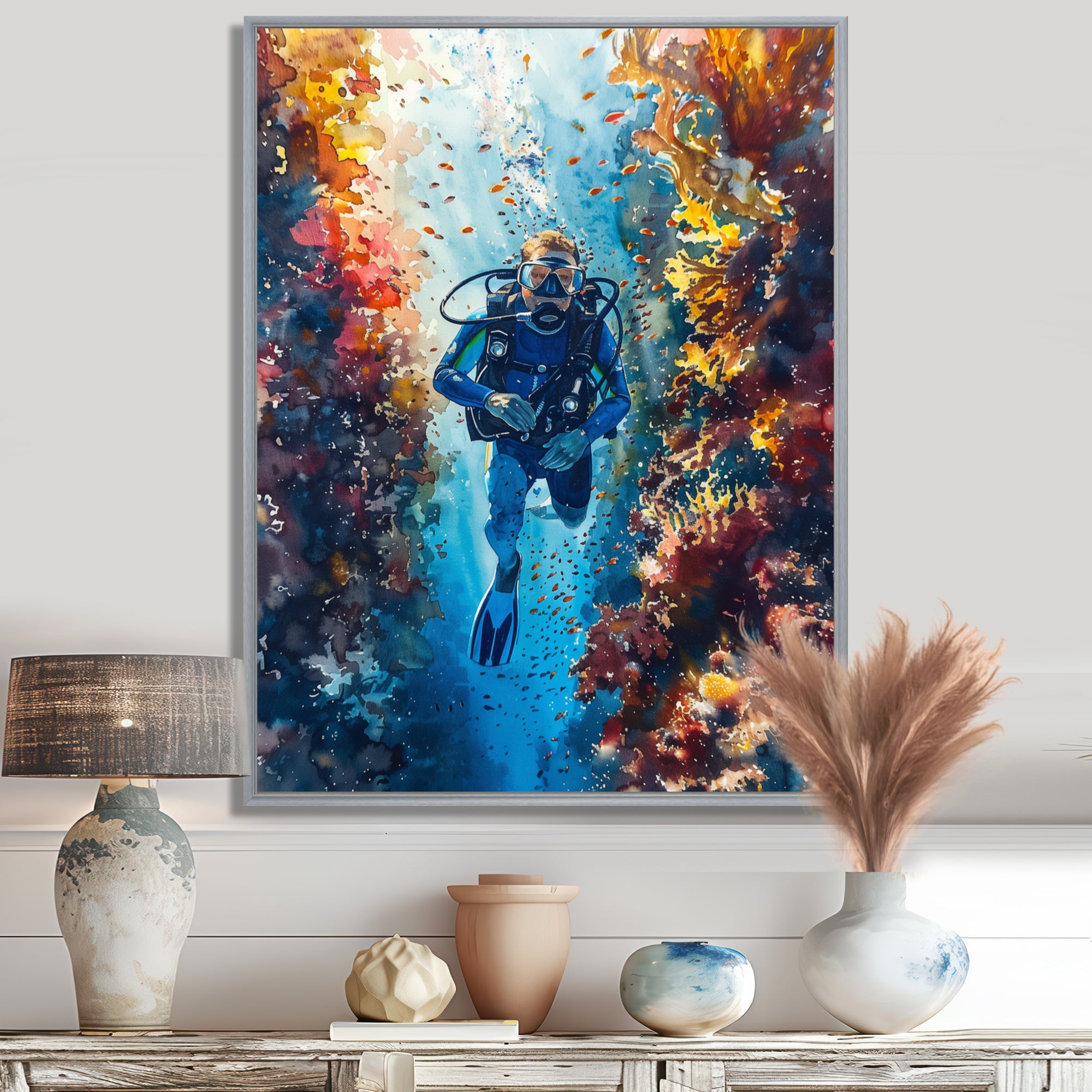Snorkeling In The Great Barrier Reef I - Snorkeling Canvas Wall Art