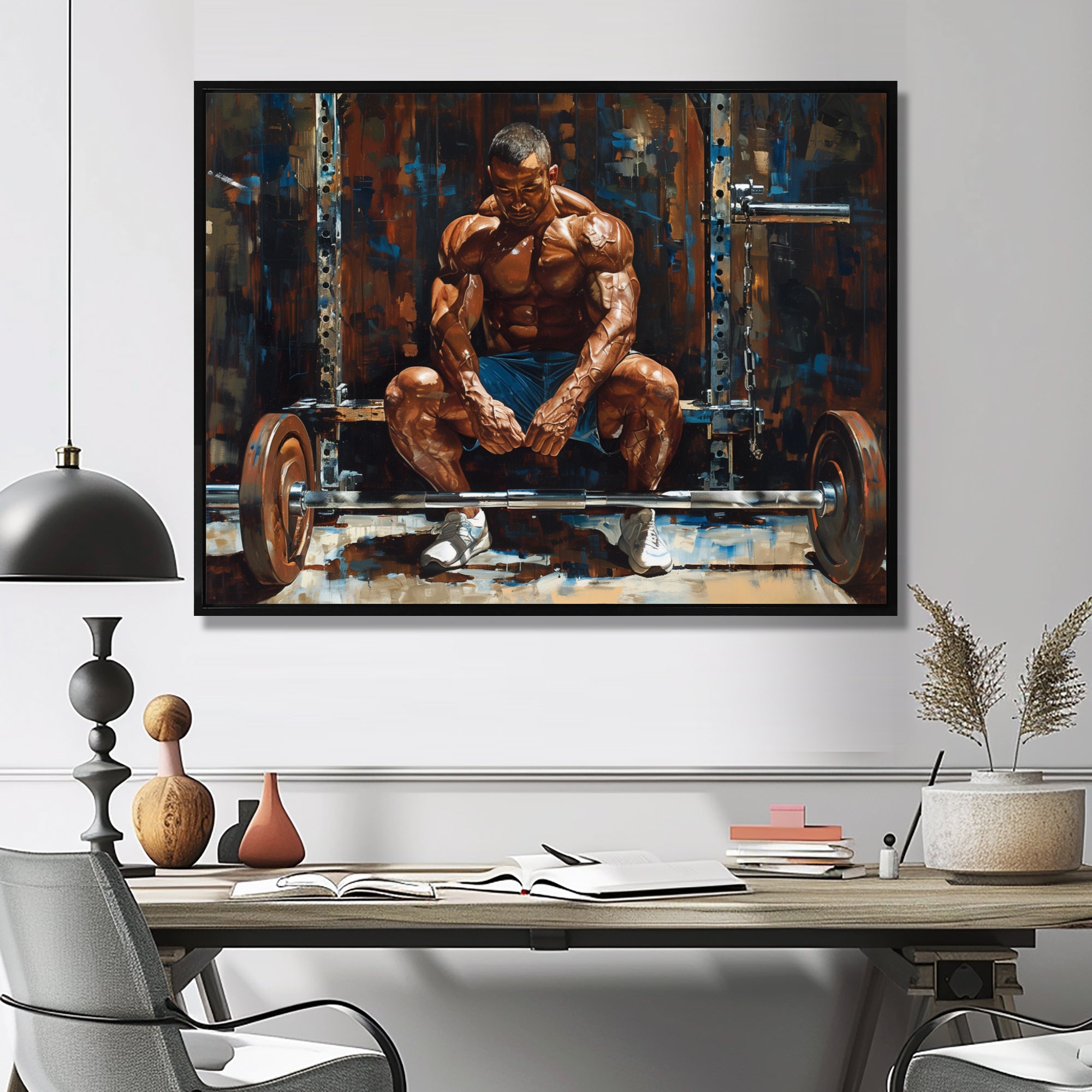 Bodybuilding Weightlifting Determination - Aerobic & Bodybuilding Canvas Wall Art