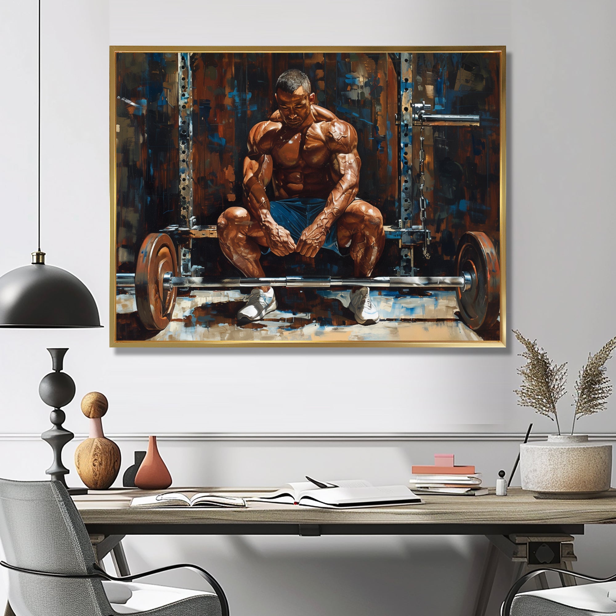 Bodybuilding Weightlifting Determination - Aerobic & Bodybuilding Canvas Wall Art