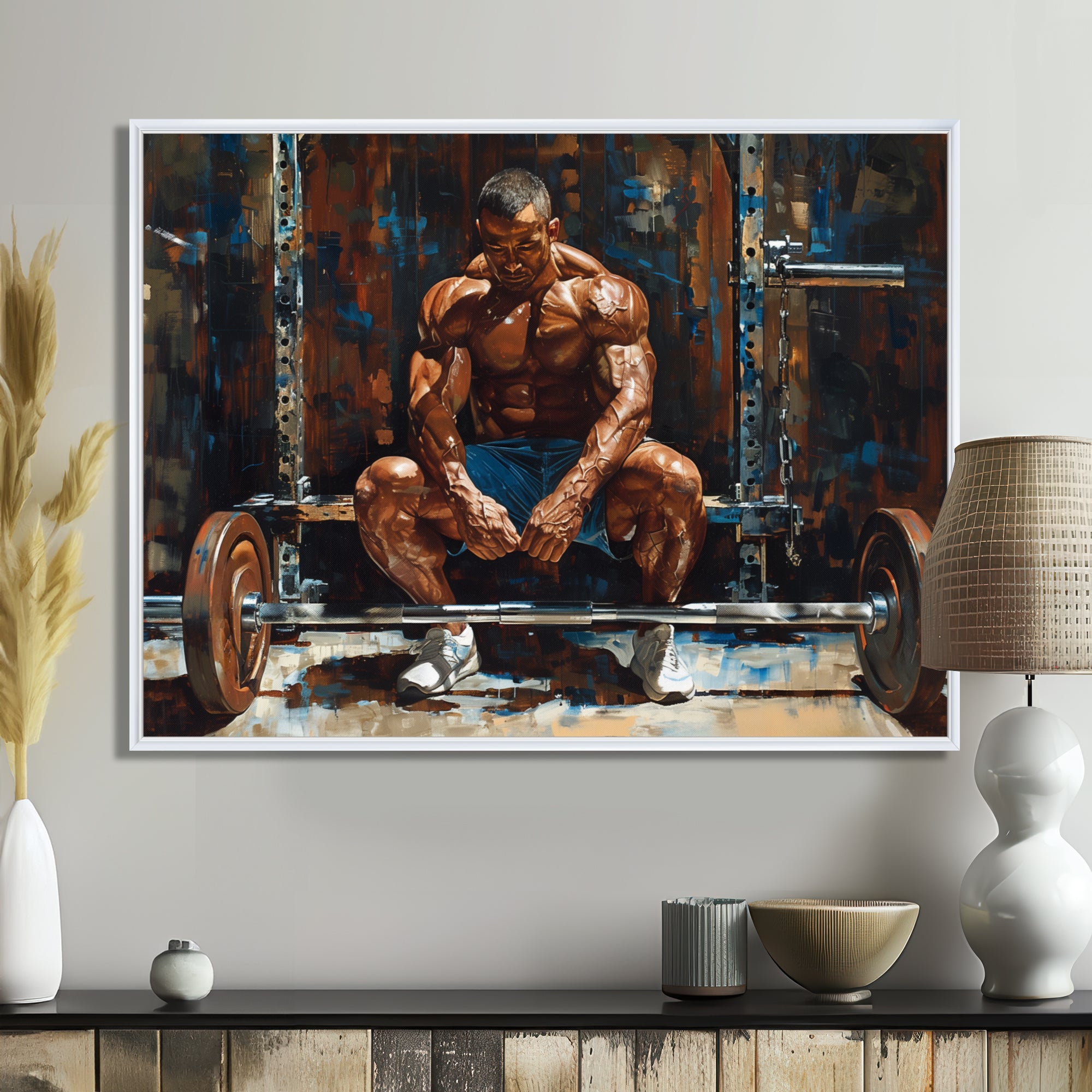 Bodybuilding Weightlifting Determination - Aerobic & Bodybuilding Canvas Wall Art