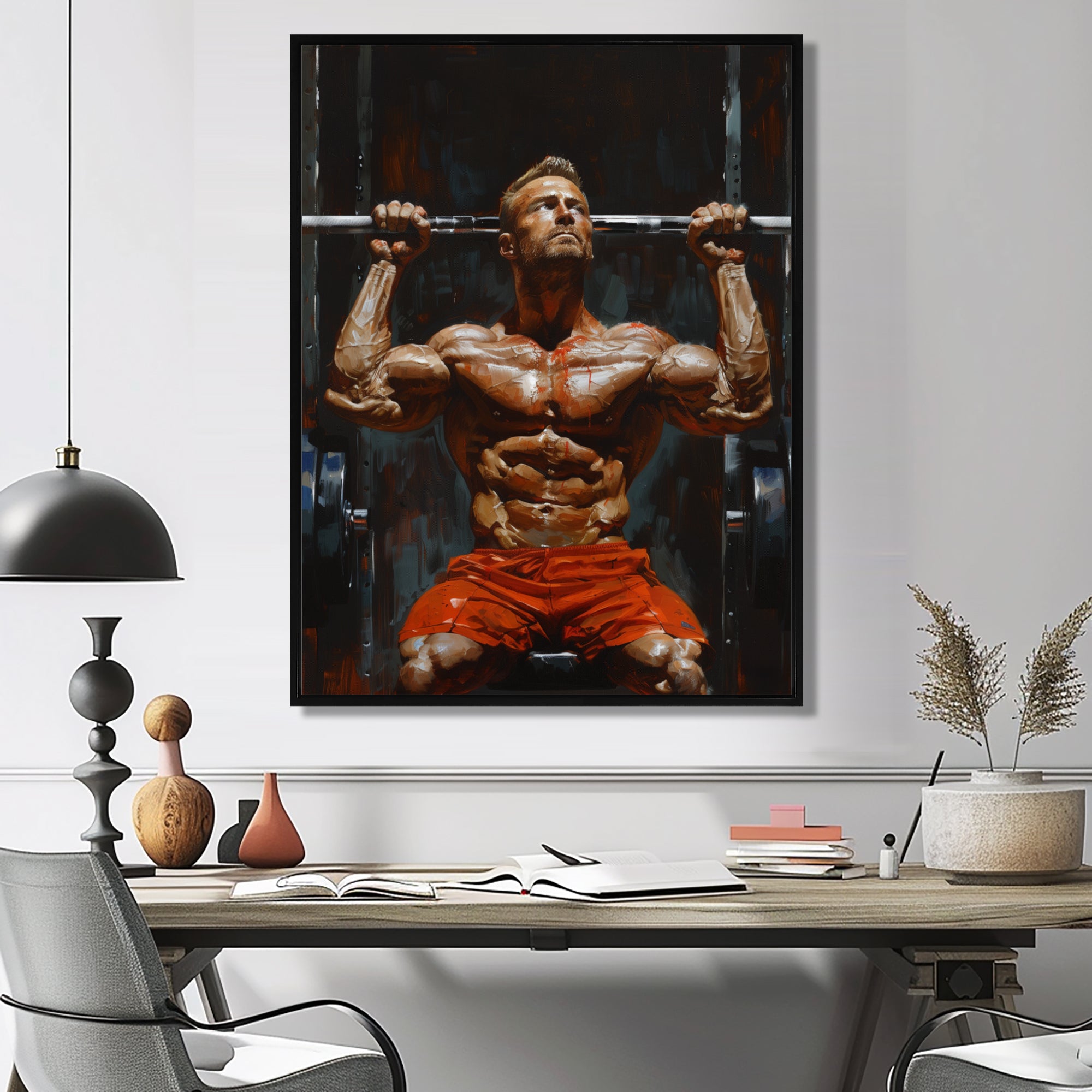 Determined Weightlifting Men Competition I - Aerobic & Bodybuilding Canvas Wall Art