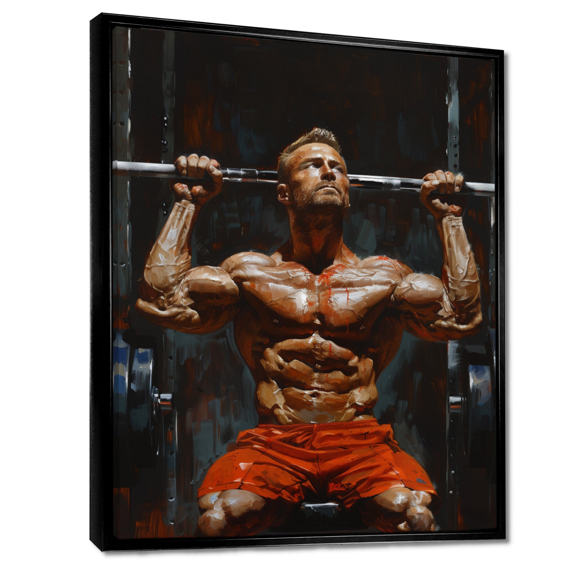 Determined Weightlifting Men Competition I - Aerobic & Bodybuilding Canvas Wall Art