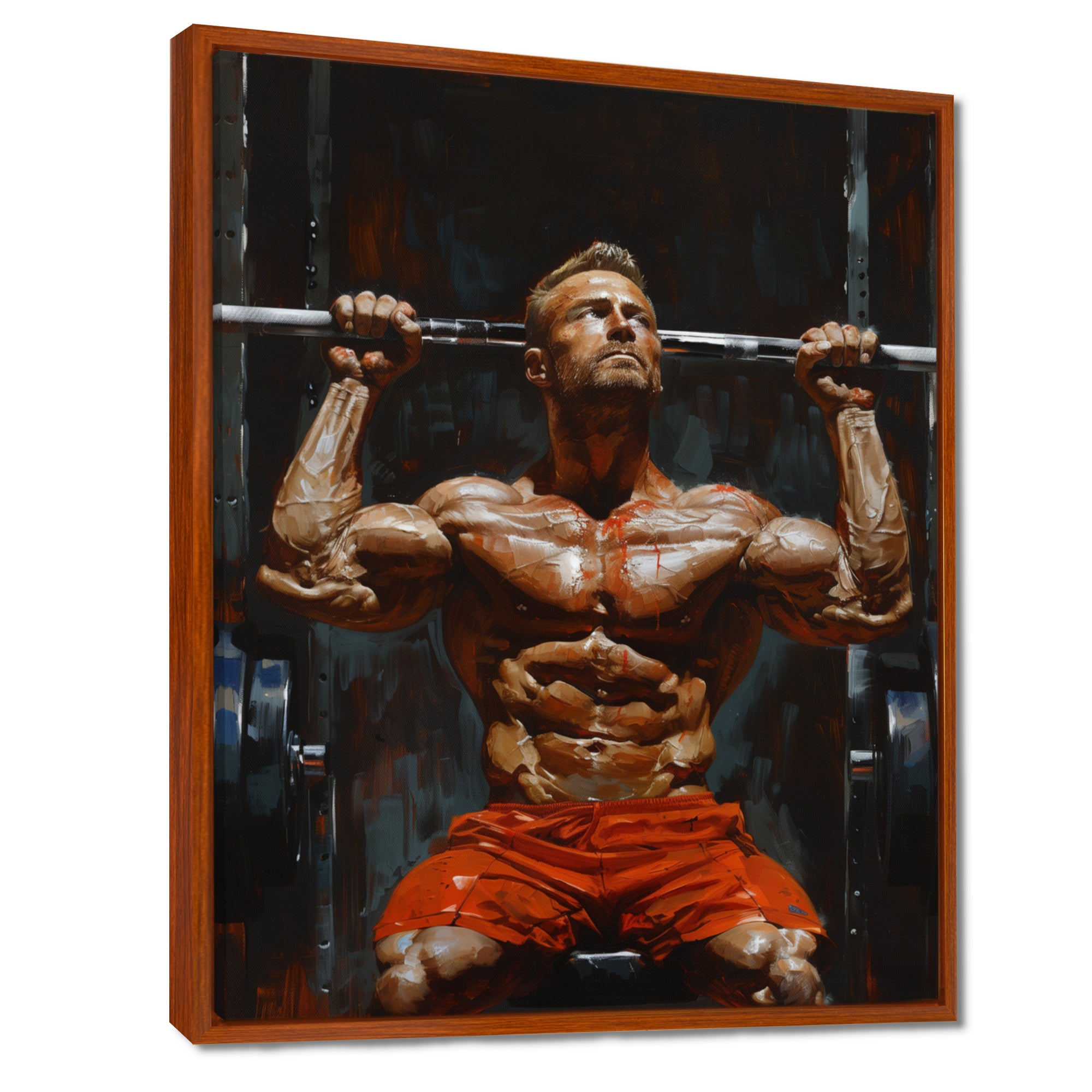 Determined Weightlifting Men Competition I - Aerobic & Bodybuilding Canvas Wall Art
