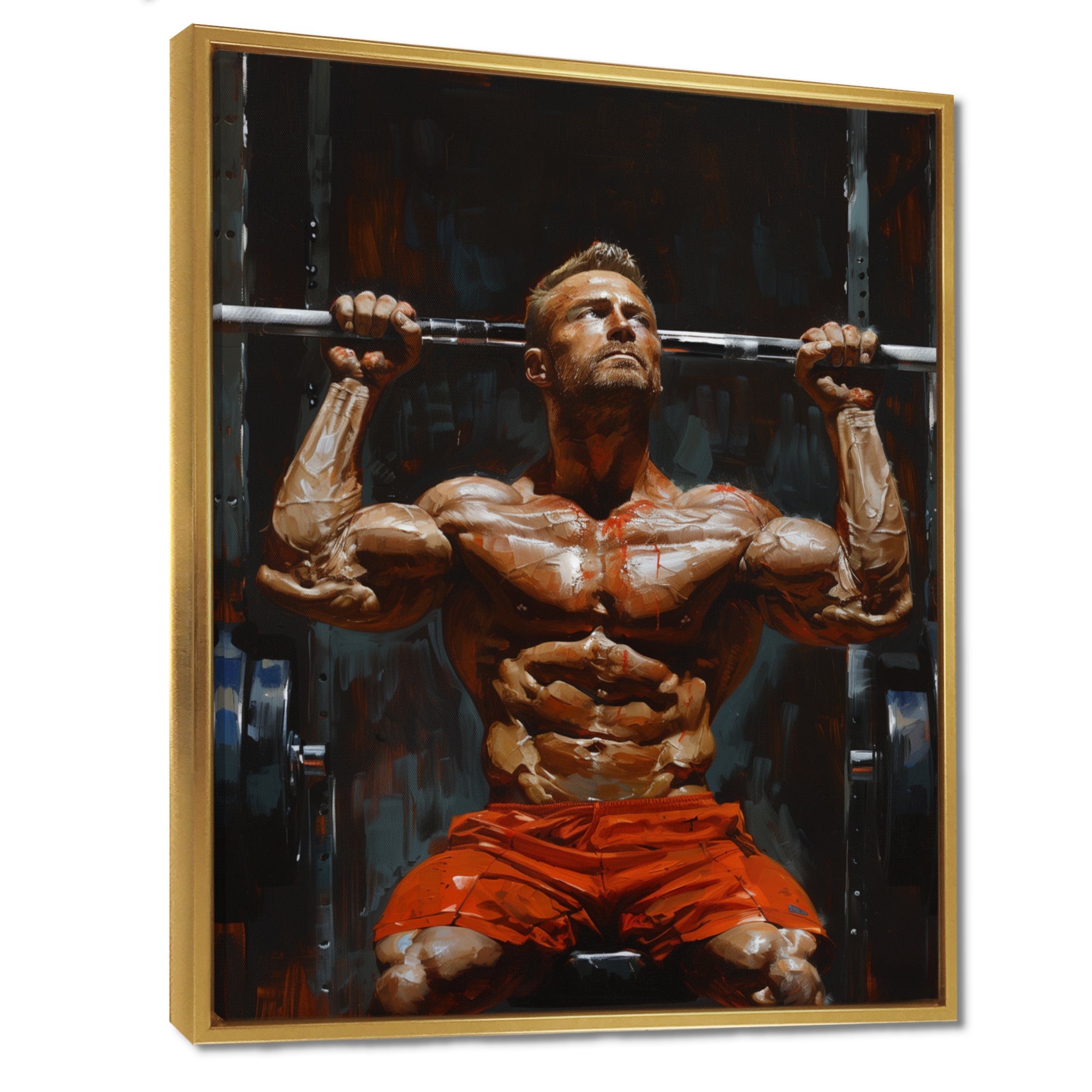 Determined Weightlifting Men Competition I - Aerobic & Bodybuilding Canvas Wall Art