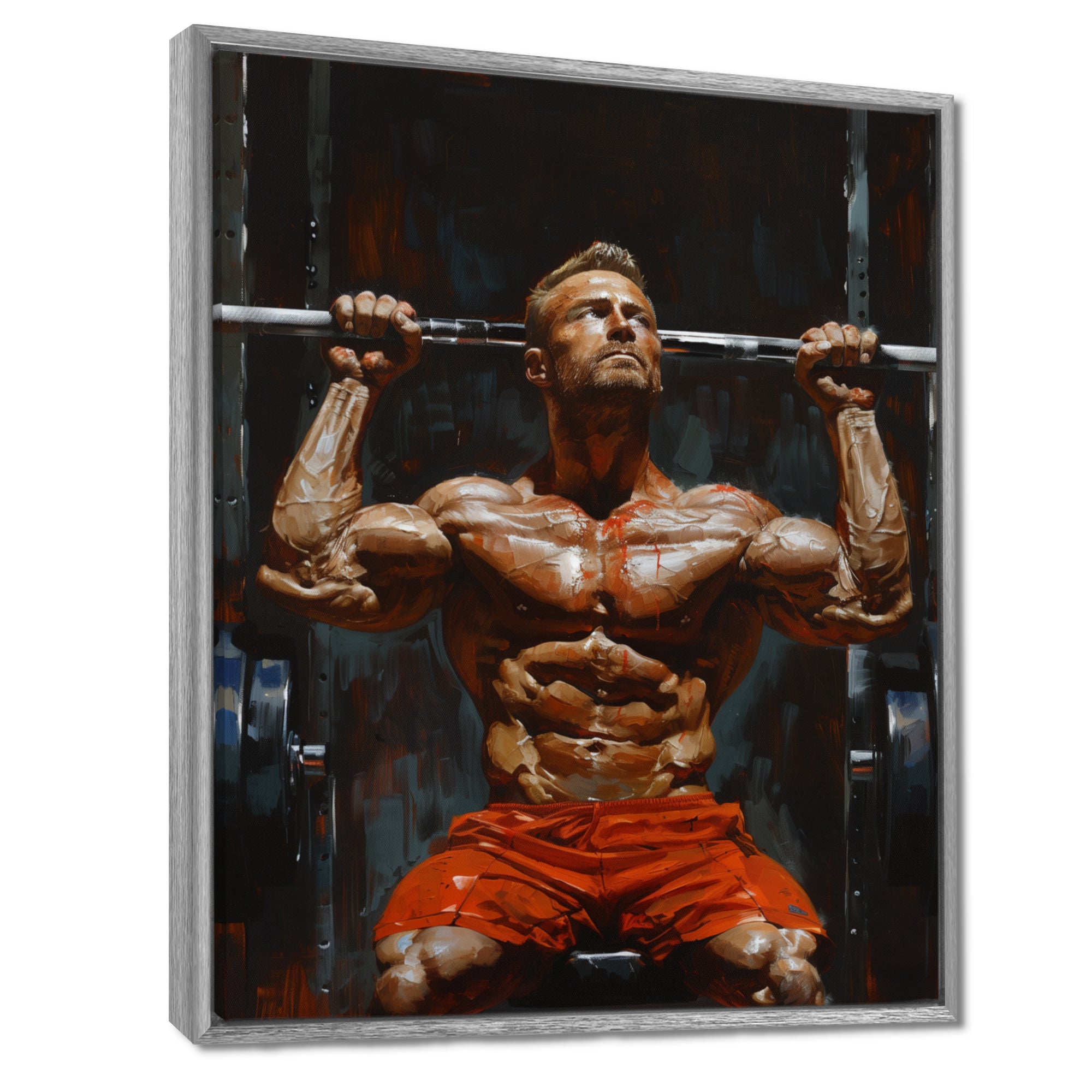 Determined Weightlifting Men Competition I - Aerobic & Bodybuilding Canvas Wall Art