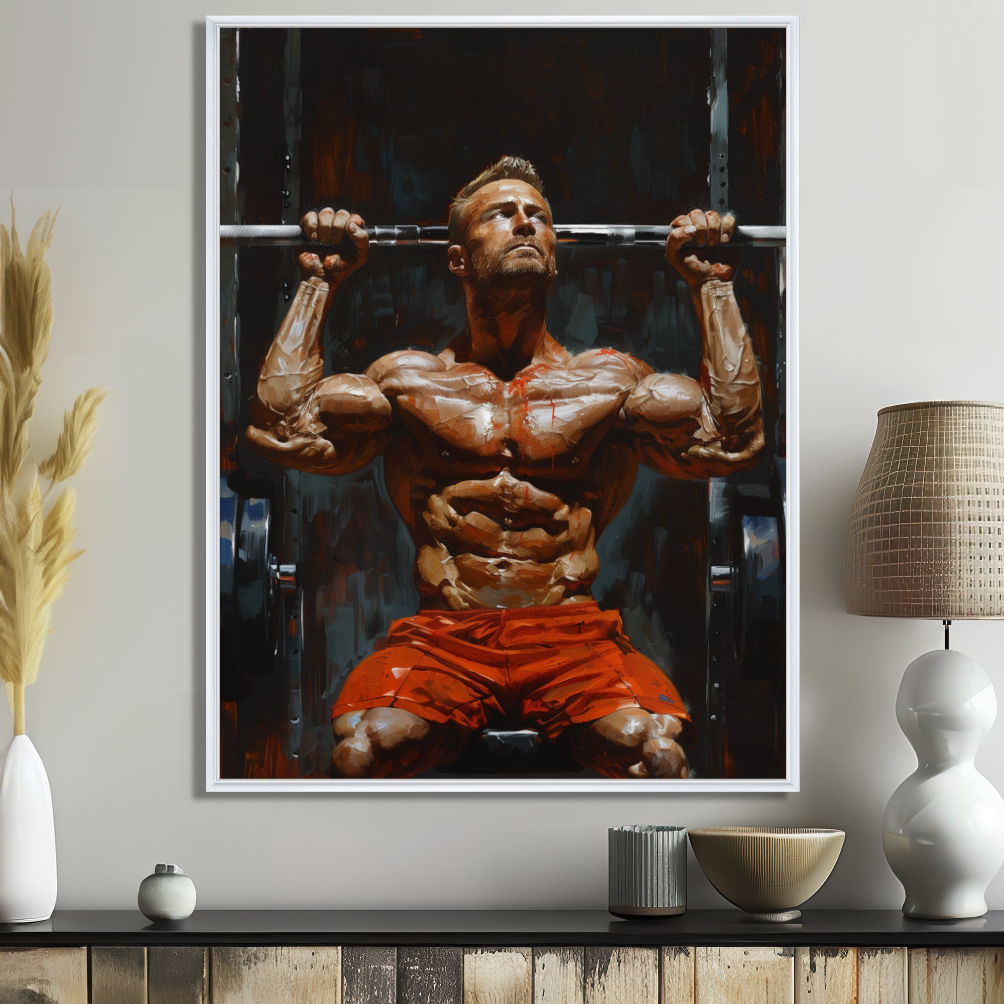 Determined Weightlifting Men Competition I - Aerobic & Bodybuilding Canvas Wall Art
