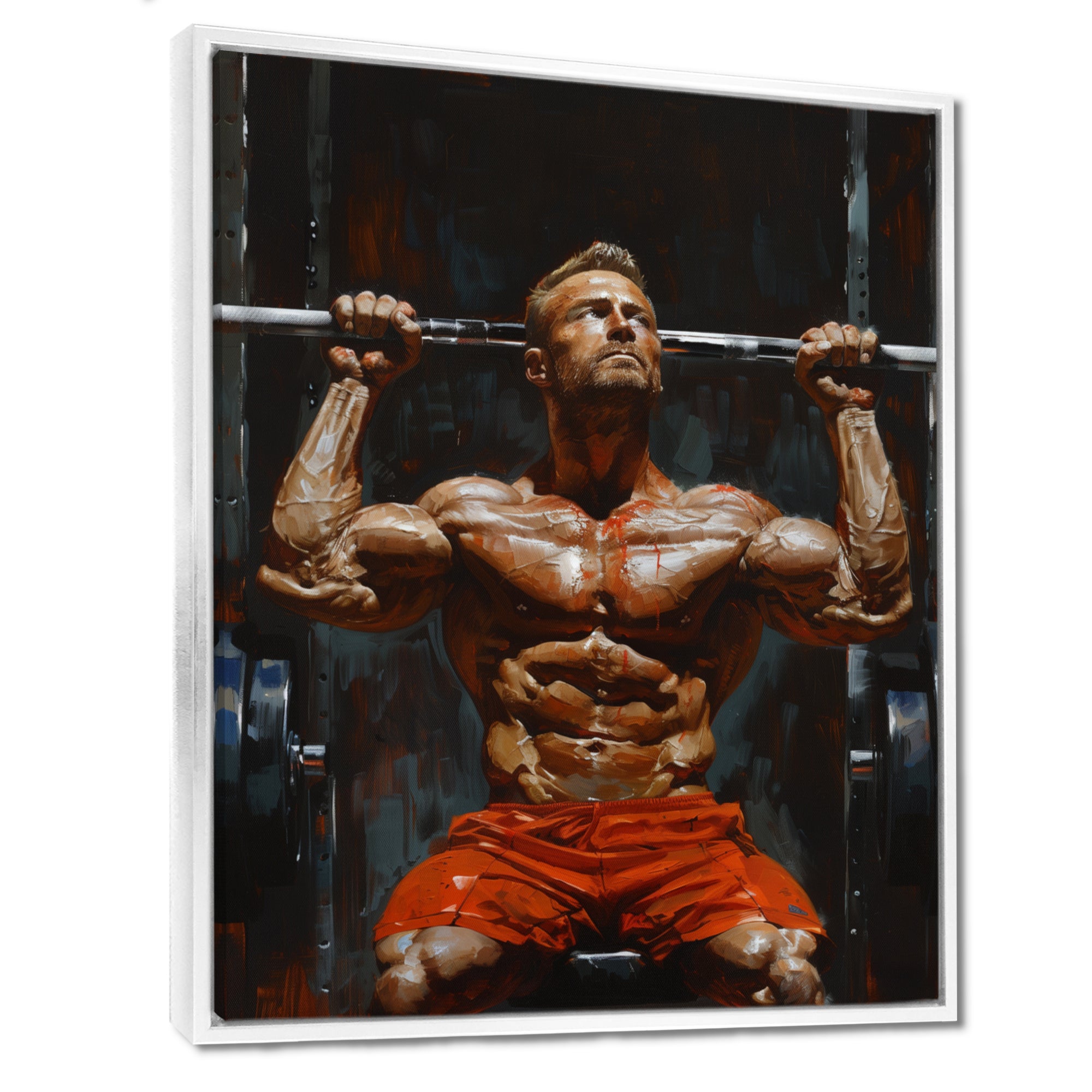Determined Weightlifting Men Competition I - Aerobic & Bodybuilding Canvas Wall Art