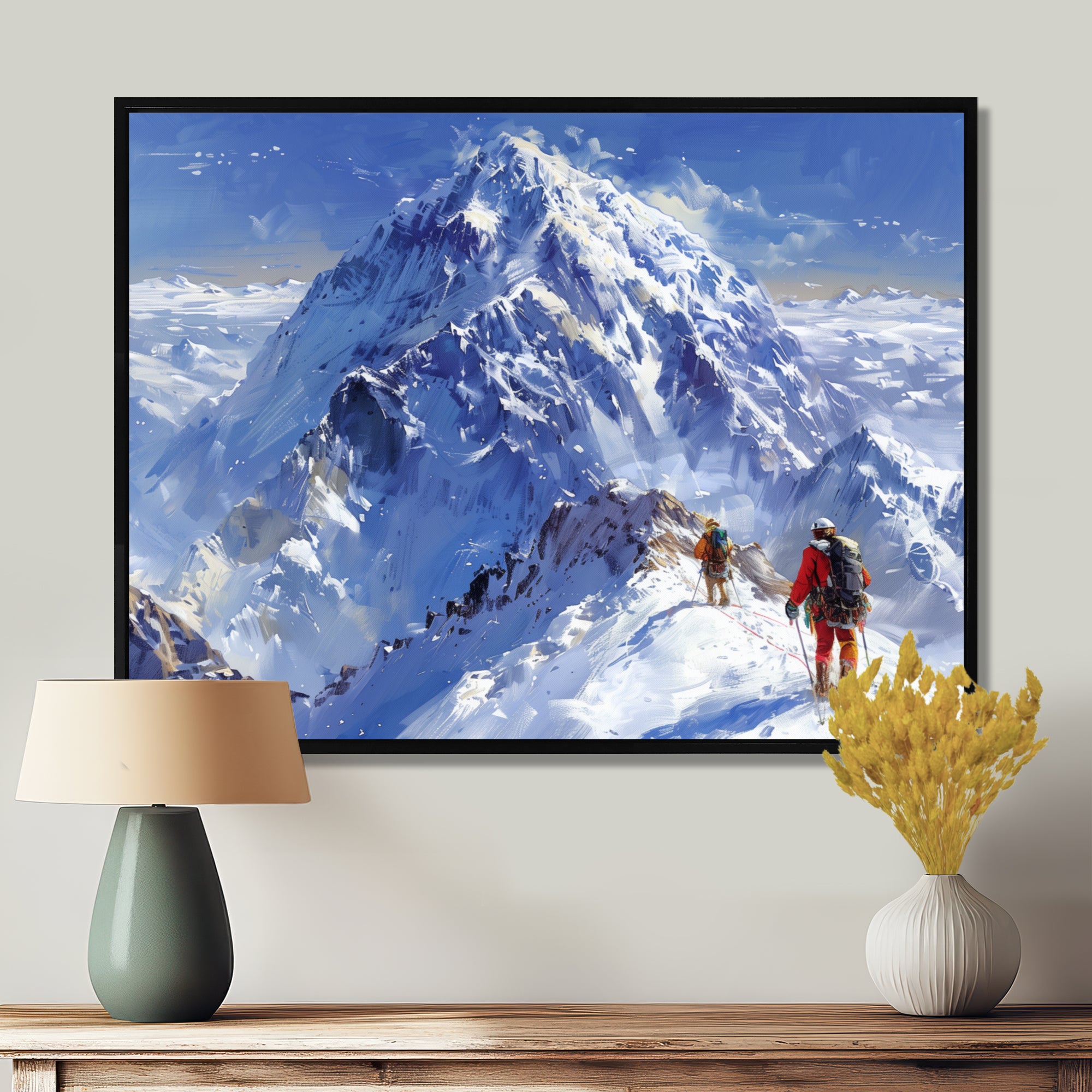 Mountain Snow Hiking In Alaska I - Hiking Canvas Wall Art