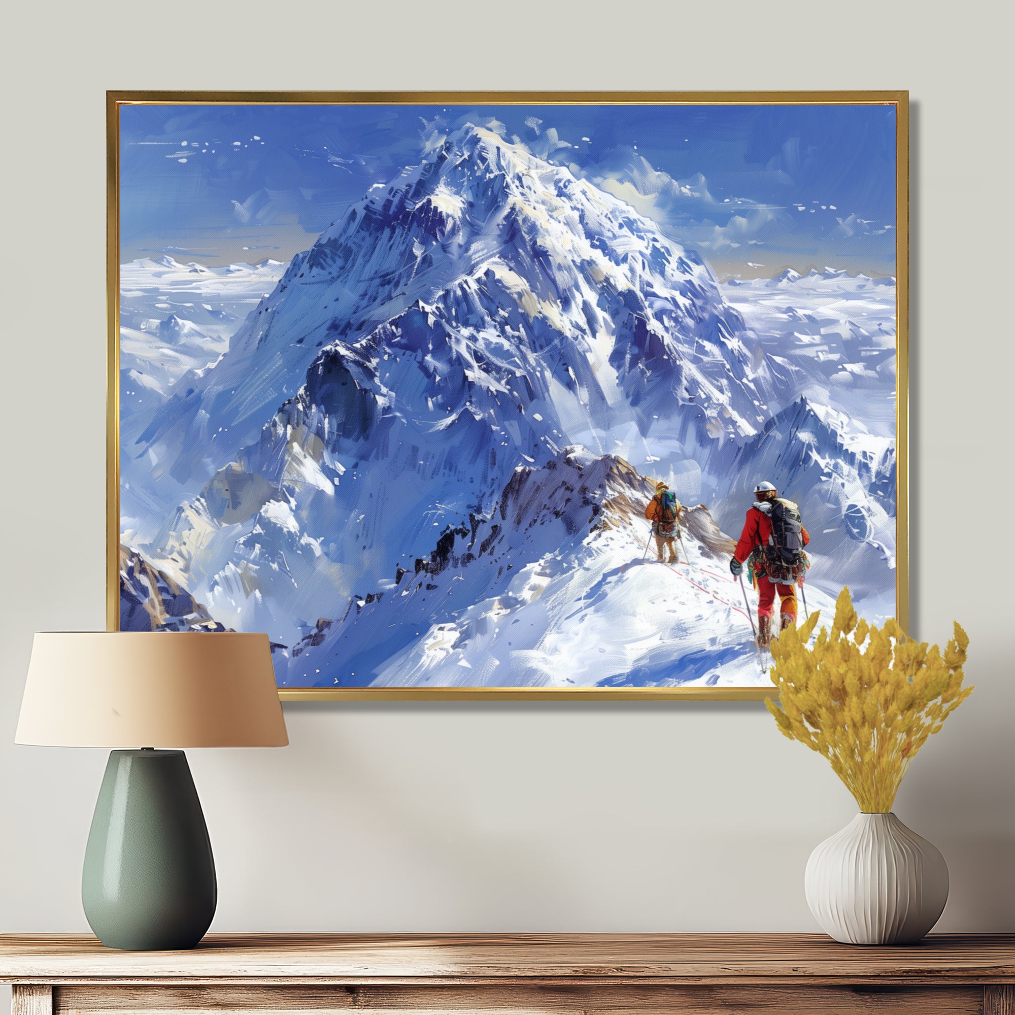 Mountain Snow Hiking In Alaska I - Hiking Canvas Wall Art
