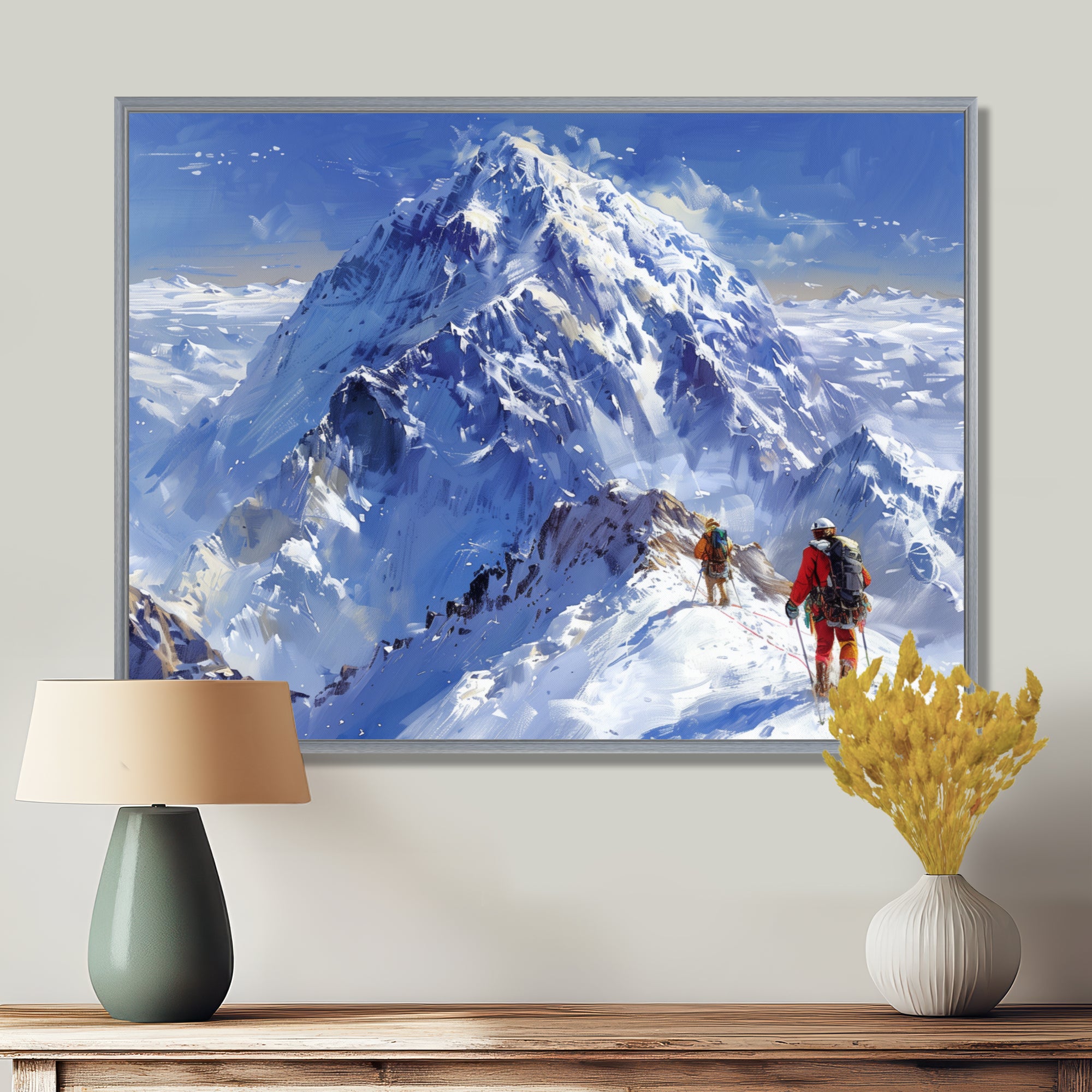 Mountain Snow Hiking In Alaska I - Hiking Canvas Wall Art