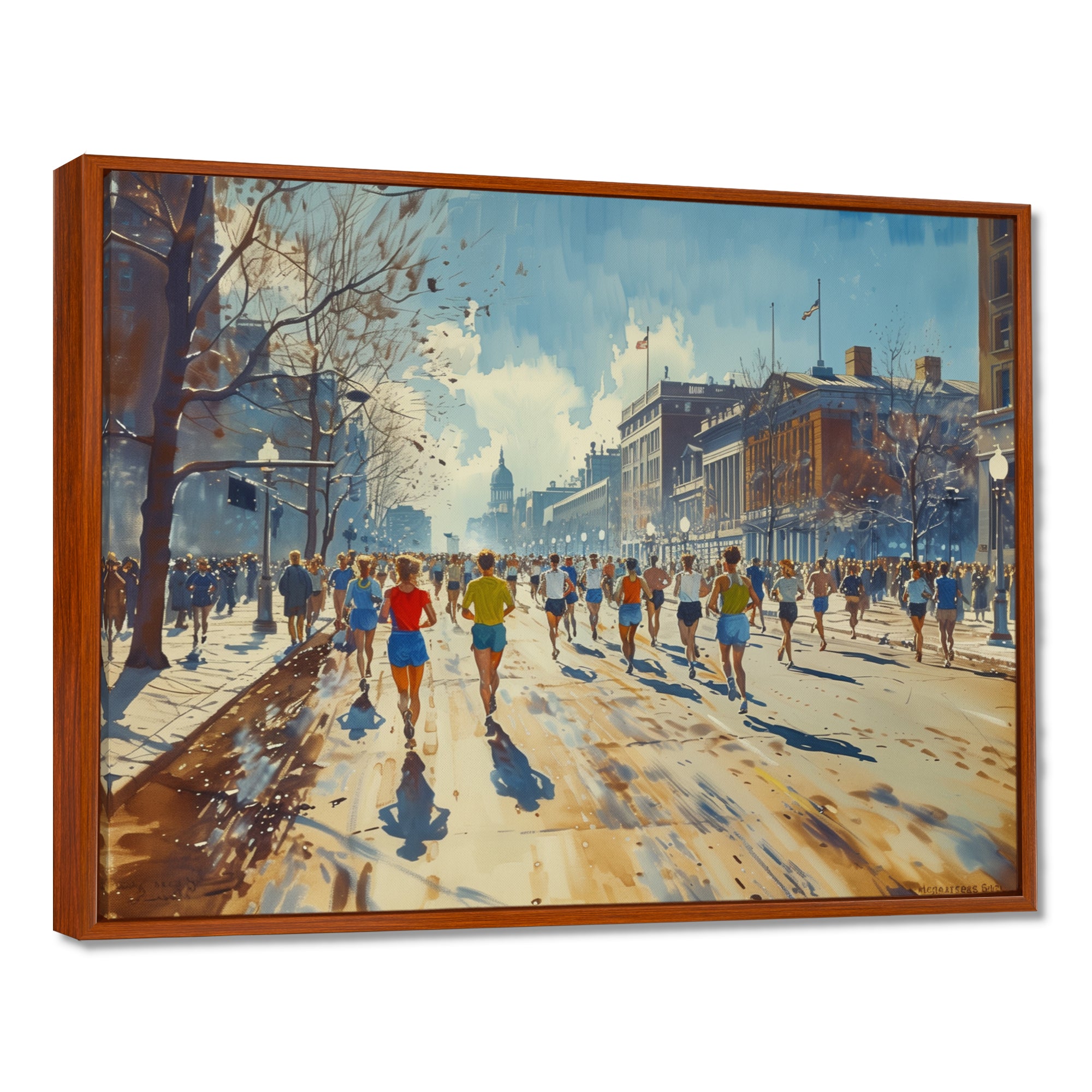 Running Marathon In Boston - Running Canvas Wall Art
