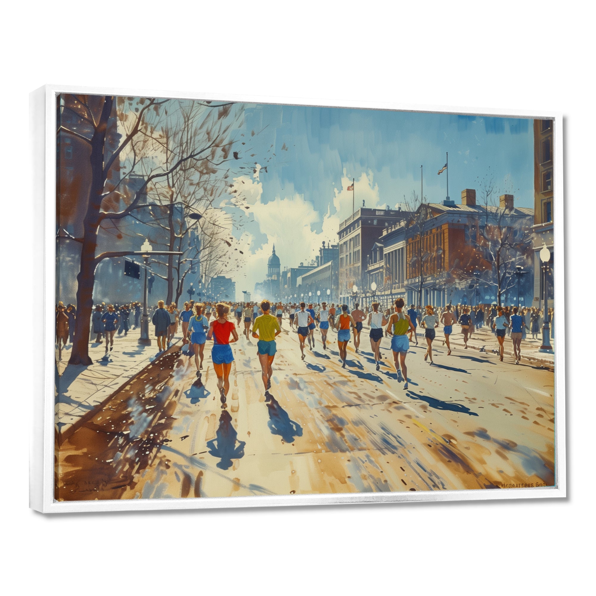 Running Marathon In Boston - Running Canvas Wall Art