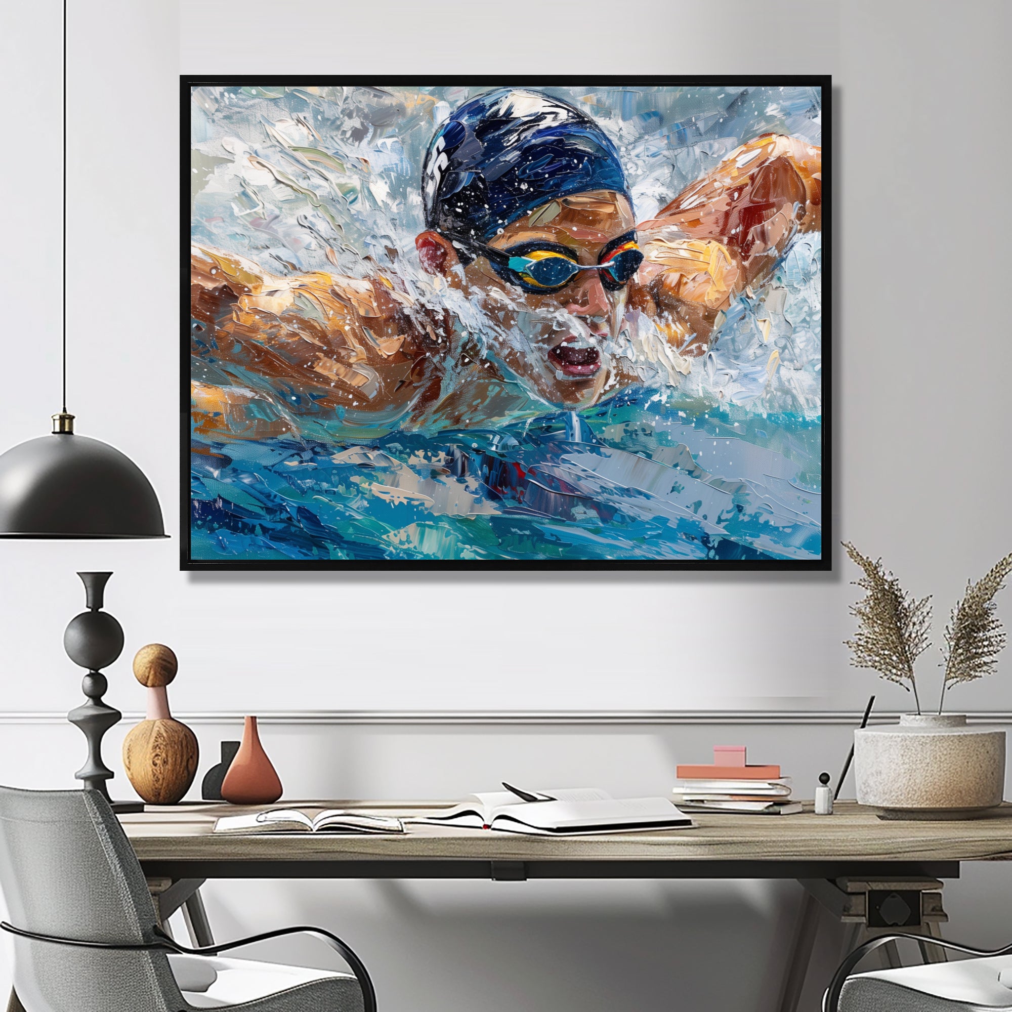 Swimming Competition At The Olympics I - Swimming Canvas Wall Art