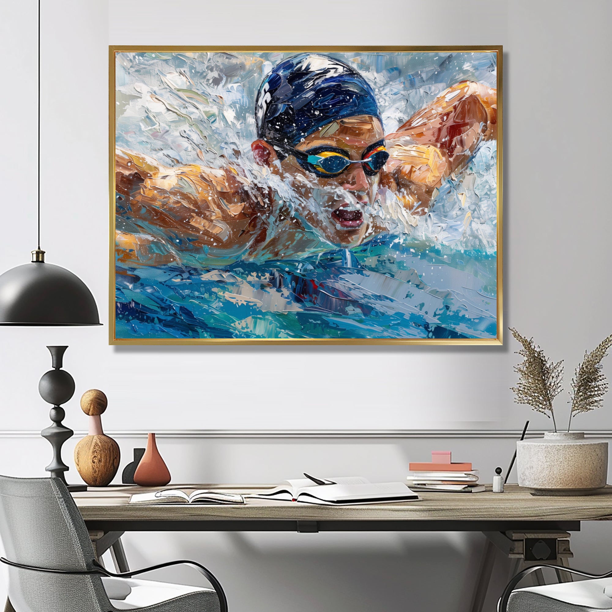 Swimming Competition At The Olympics I - Swimming Canvas Wall Art