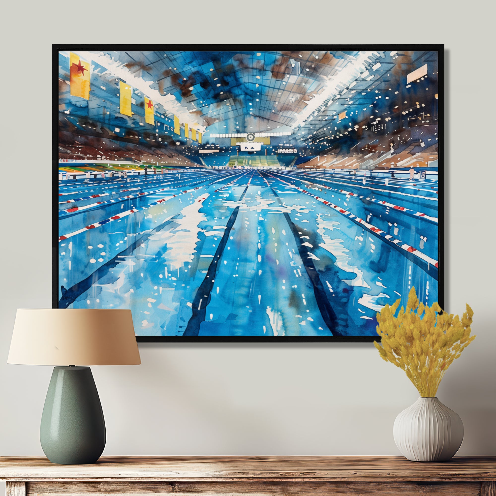 Olympic Swimming Pool Before The Race I - Swimming Canvas Wall Art
