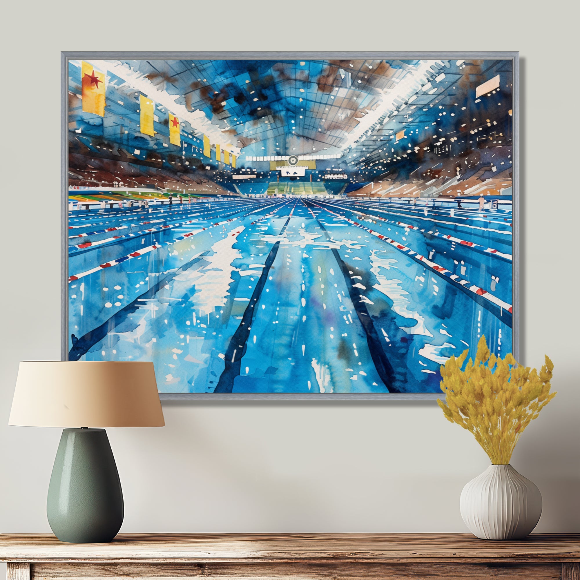 Olympic Swimming Pool Before The Race I - Swimming Canvas Wall Art