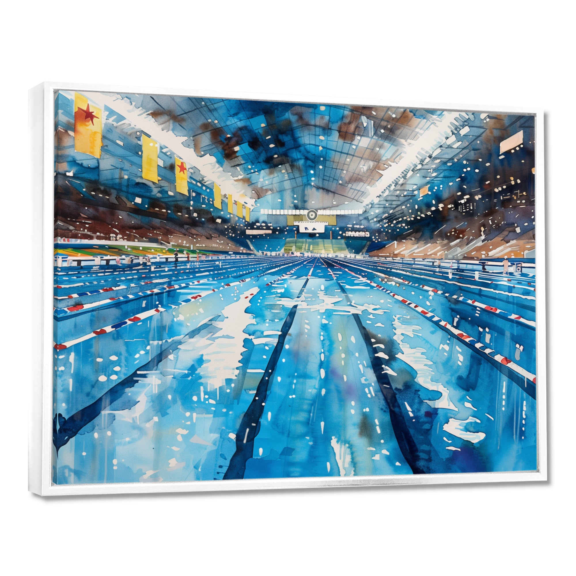Olympic Swimming Pool Before The Race I - Swimming Canvas Wall Art