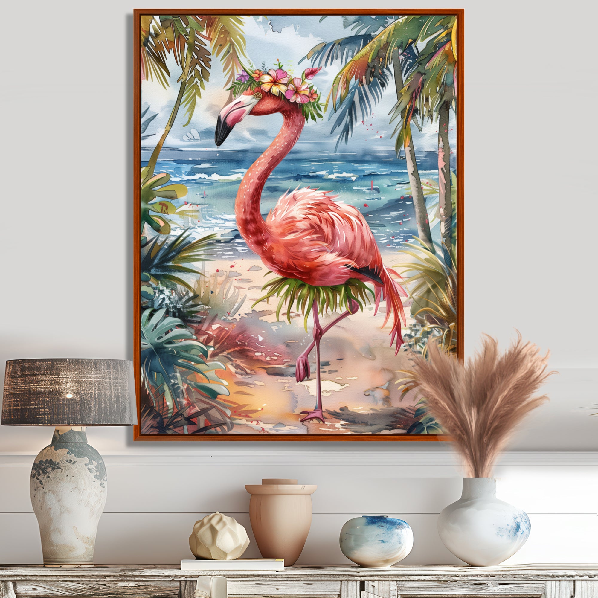 Dancing Flamingo Beach In Aruba - Flamingo Wall Art Prints