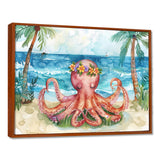 Octopus Meditating On The Beach In Hawaii - Octopus Framed Canvas Art