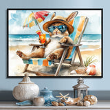 Bunny On The Beach Lounging Chair - Coastal Animal Home Decor Art