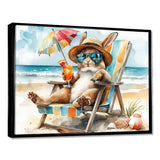 Bunny On The Beach Lounging Chair - Coastal Animal Home Decor Art