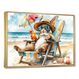 Bunny On The Beach Lounging Chair - Coastal Animal Home Decor Art