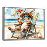 Bunny On The Beach Lounging Chair - Coastal Animal Home Decor Art