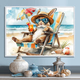 Bunny On The Beach Lounging Chair - Coastal Animal Home Decor Art