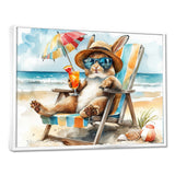 Bunny On The Beach Lounging Chair - Coastal Animal Home Decor Art