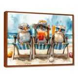 Canaries On The Beach Lounging Chair - Coastal Animal Living Room Wall Art