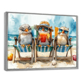 Canaries On The Beach Lounging Chair - Coastal Animal Living Room Wall Art