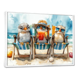 Canaries On The Beach Lounging Chair - Coastal Animal Living Room Wall Art