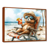 Chinchilla On The Beach Lounging - Coastal Animal Canvas Wall Art