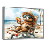Chinchilla On The Beach Lounging - Coastal Animal Canvas Wall Art