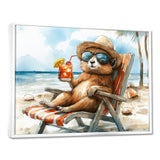 Chinchilla On The Beach Lounging - Coastal Animal Canvas Wall Art