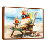 Cockatiel On The Beach Lounging - Coastal Animal Canvas Wall Art