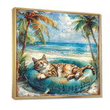 Felines Coastal Cat Nap Oasis - Blue Coastal Animal Wall Art