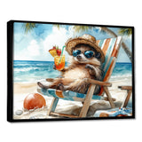 Hedgehog Beachside Lounging - Coastal Animal Living Room Wall Art