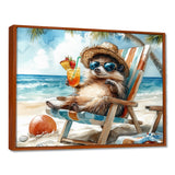 Hedgehog Beachside Lounging - Coastal Animal Living Room Wall Art