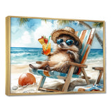 Hedgehog Beachside Lounging - Coastal Animal Living Room Wall Art