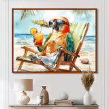Parrot On The Beach Lounging - Coastal Animal Wall Decor