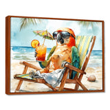 Parrot On The Beach Lounging - Coastal Animal Wall Decor